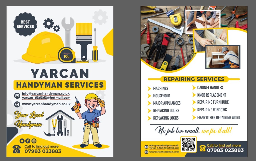 Yarcan Handyman Services leaflet — Best Services, call 07983 023883